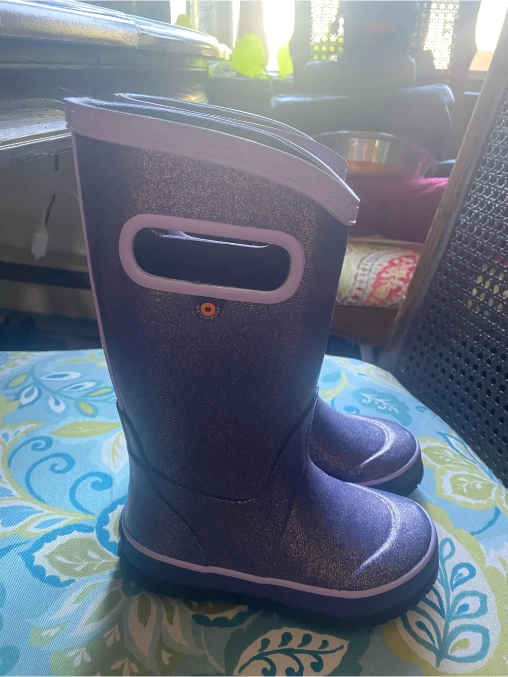 Bogs 10 Purple Glitter Kids Rain Boots NWOB